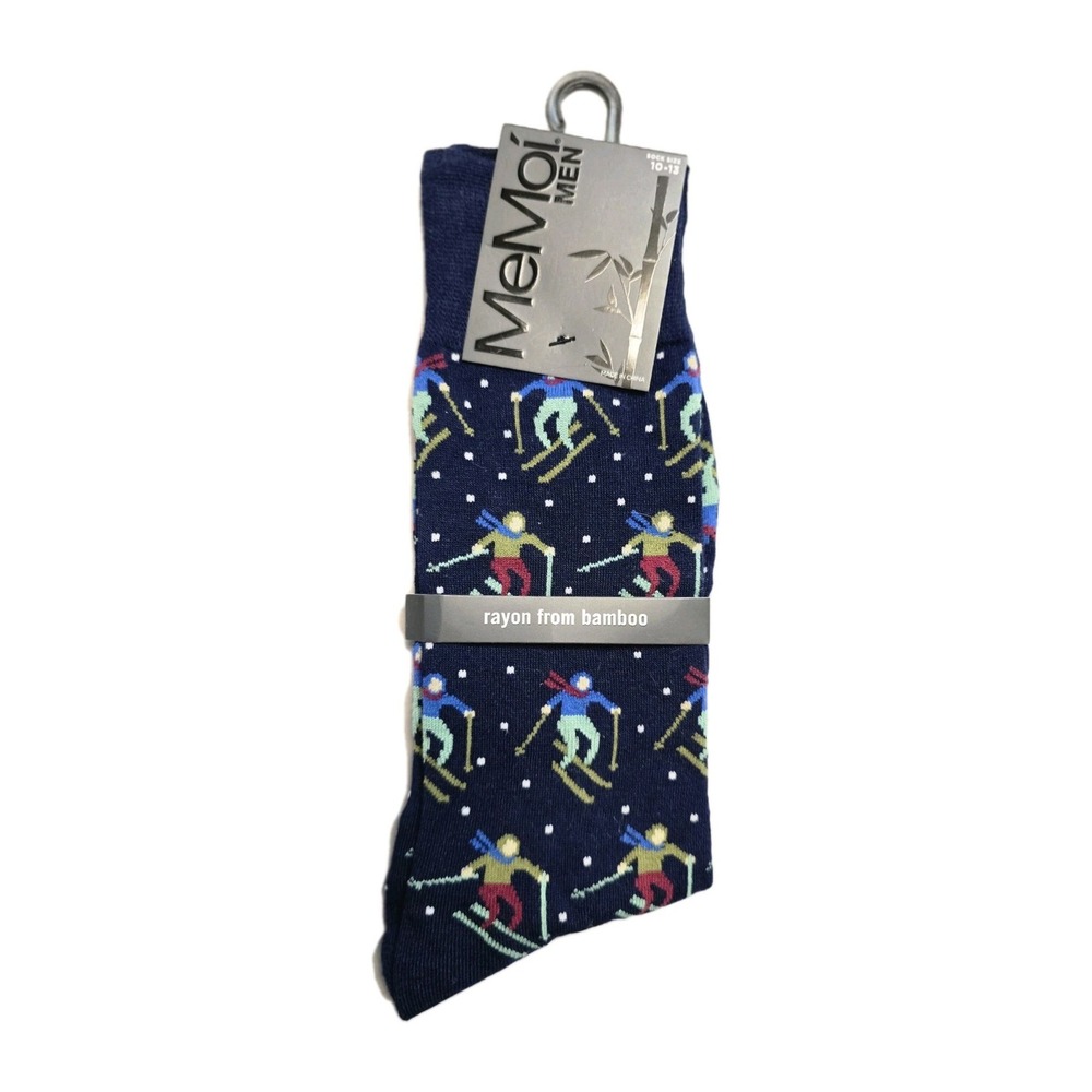 MeMoiMen's "Skier's Paradise" Rayon from Bamboo Blend Novelty Crew Sock New
